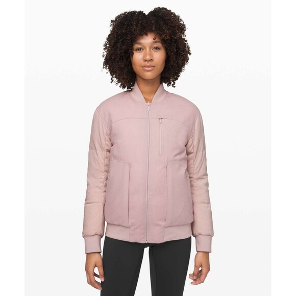 lululemon athletica Jackets & Blazers - Lululemon Jacket Womens 6 Roam Far Wool Bomber Goose Down 3-in-1 Puffer Pink